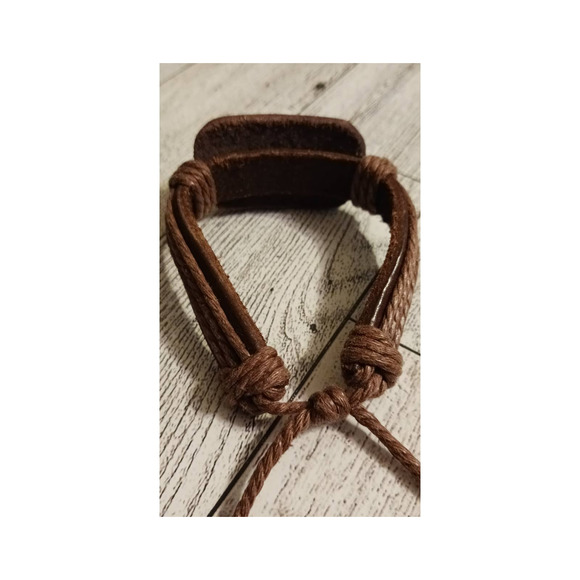 Men's iron cross leather bracelet - Picture 4 of 6